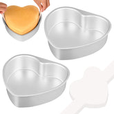 HUAKENER 8-Inch Heart Cake Pan set of 2, top view for even baking and quick release