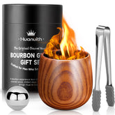 Huanuith charred wood whiskey glass front view adds smoky aroma for richer tasting.