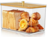 Hudgan breadbox with clear acrylic body showing fresh bread loaves clearly
