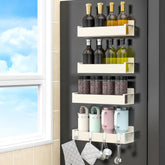 HuggieGems 4-pack magnetic spice rack cream side mounted for space-saving fridge storage