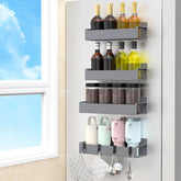 HuggieGems 4-pack magnetic spice rack organizer on fridge keeps spices accessible.