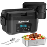 Hugmazing cordless lunch box grey exterior showing compact on-the-go design for warming meals