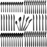 Hunnycook black silverware set with 12 dinner forks for stylish everyday dining.