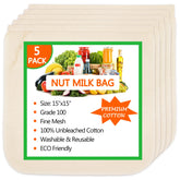 Huppar nut milk bag 15x15 with round corners for easy, pulp-free straining