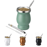 Husfunov 8oz yerba mate cup with double-wall insulation keeps drinks hot or cold