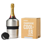 Huski Champagne Chiller front view showcasing sleek iceless design for elegant gatherings