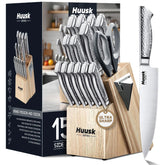 Huusk 15-piece knife set with block, organized prep for home cooks.