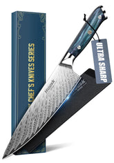 Huusk 8-inch chef knife blade for precise slicing with high-carbon steel.