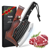 Huusk butcher knife for meat cutting with precise slices and durable edge.