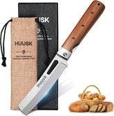 Huusk folding bread knife closed for compact storage and safety.