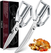Huusk kitchen scissors blade close-up showing razor-sharp precision for meat and vegetables