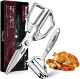 Huusk kitchen scissors heavy-duty blade close-up showcases strength for tough cuts.