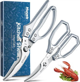 Huusk silver poultry heavy-duty scissors for precise meat cutting and poultry prep.