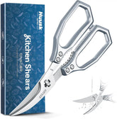 Huusk silver seafood scissors with oversized ergonomic handle for comfortable use