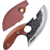 Huusk Ultimo knife blade close-up highlighting premium ATS-34 steel sharpness
