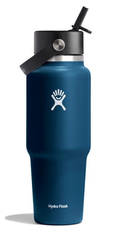 Hydro Flask Travel Bottle 32 oz Indigo Blue in cupholder for on-the-go sipping