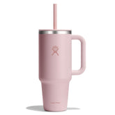 Hydro Flask Travel Tumbler with Handle (40 oz) in Tonal Trillium Pink for easy grab-and-go hydration.