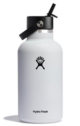 Hydro Flask wide-mouth 64oz bottle with flex straw cap for easy on the go hydration