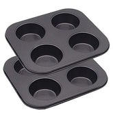 HYTK 4 Cup Muffin Pan front view showing compact two-cup design for small batches