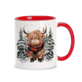 Hyturtle winter Highland cow mug with scarf, perfect for seasonal coffee rituals.
