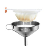 IAXSEE 5-inch stainless steel funnel for spill-free pouring.