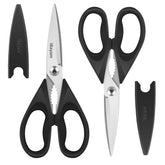 iBayam black kitchen scissors blades close-up for sharp, versatile cutting.