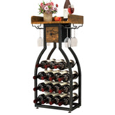 IBUYKE wine rack front view shows 15 bottle capacity for organized storage.
