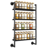 IBUYKE wall-mount four-tier spice rack shows organized jars and ready-to-use spices