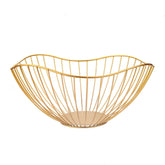 IBWell high-style curved-edge gold basket on counter for fresh fruit display