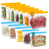 IDEATECH 12-pack reusable bags with dishwasher-safe design for easy cleaning