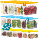 IDEATECH reusable bags shown as dishwasher-safe for easy cleaning and quick reuse
