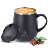Ideus 16 oz insulated mug front view in storm black for everyday coffee on the go.