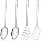 IFERRRENS 12-inch serving spoons and spatula set—front view for buffet presentation, durable stainless steel.