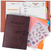 iHoesdste personalized A5 leather recipe book cover with embossed detail for a timeless kitchen keepsake.