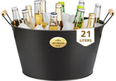 iHoo large beverage tub with wooden handles keeps drinks cold for outdoor parties.