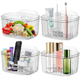 IIDEA 4 Pcs acrylic wall-mounted storage bins, front view for space-saving kitchen organization.
