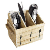 Ikee Design rustic wooden flatware organizer with handle for easy transport