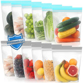 Lerine 12 Pack Reusable Gallon Freezer Bags Dishwasher Microwave Safe, Stand Up Reusable Freezer Bags 1 Gallon BPA Free,