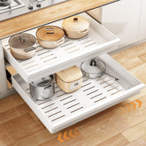 Pull out Cabinet Organizer, 2-Pack Expandable(13.6"-24") Silde out Drawers with Raising Pad for Framed Cabinets, Adjusta