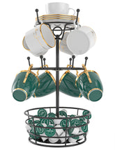 ASTLIHO 360° Rotating Coffee Mug Holder - Metal 3 Tier Mug Tree Rack Cup Holder for Countertop with 10 Hooks, Coffee Pods Holder for Bar Organizer Kitchen Counter - Black