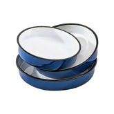 3-Pack Enamel Roasting & Baking Pan Set 10/12/14 Inch Round Deep Cake Pans for Turkey Pizza Casseroles Desserts Oven & Dishwasher High Temperature Resistance Baking Dishes Gifts for Mom Wife Christmas