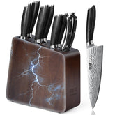 HOSHANHO 8 Pieces Knife Set with Magnetic Block, Ultra Sharp Powder Steel Knife Block Set, Professional Chef Knife Sets