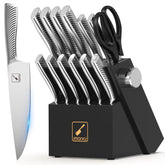 imarku 14-piece knife block set on a clean counter, organized for efficient prep.