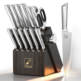 imarku knife block set with wooden block offers organized storage and built-in sharpener