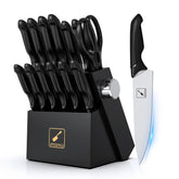 imarku knife set with block and sharpener keeps blades razor-sharp for easy prep