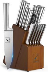 Imarku knife-set wooden block highlights sturdy storage and easy access for daily meal prep