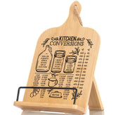 Indirewash kitchen conversion chart cookbook stand on counter with clear measurements for quick reference