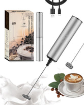 INFOOD milk frother with rechargeable cover creates fast, velvety foam for coffee at home
