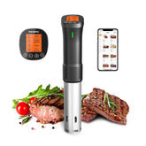 Inkbird sous vide cooker setup in pot for precise cooking