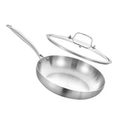 Inqibee 8in tri-ply pan with lid for efficient heating and easy cooking control